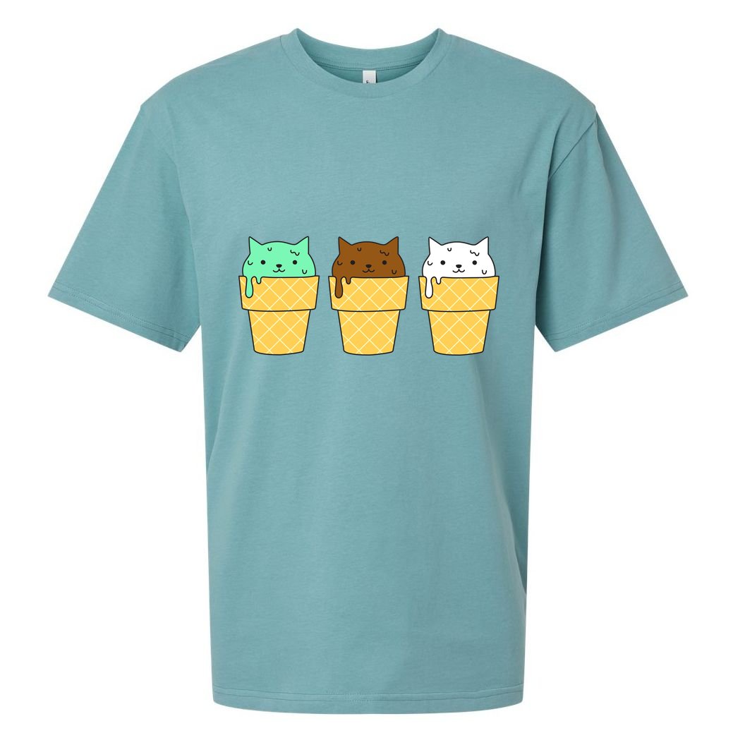 Cute Ice Cream Cat Flavors Sueded Cloud Jersey T-Shirt