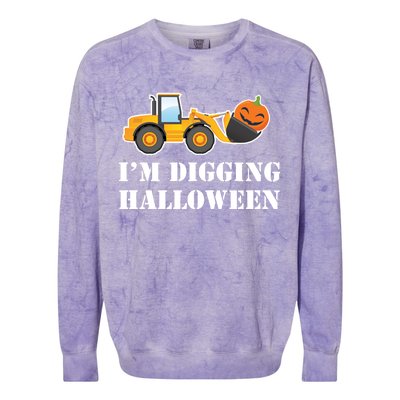 Cute I'm Digging Halloween Tractor Colorblast Crewneck Sweatshirt