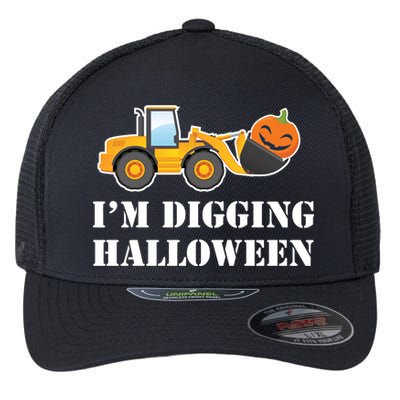 Cute I'm Digging Halloween Tractor Flexfit Unipanel Trucker Cap