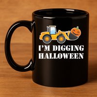Cute I'm Digging Halloween Tractor 11oz C Handle Ceramic Mug