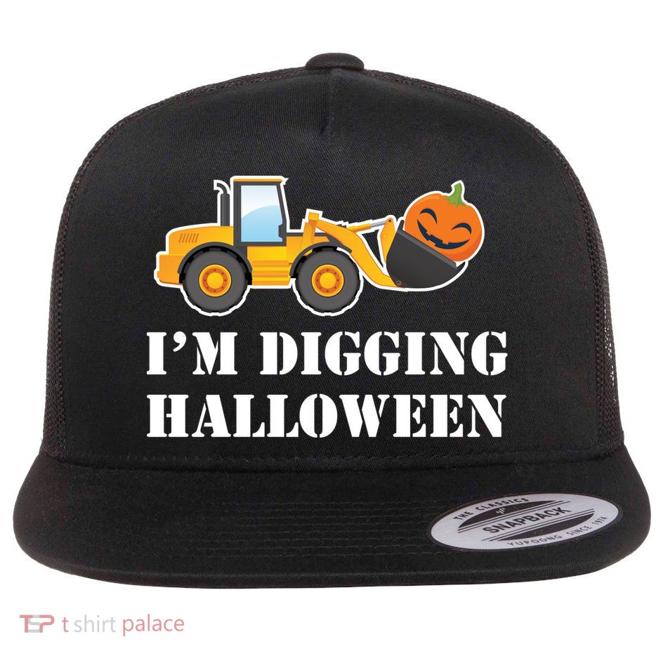 Cute I'm Digging Halloween Tractor Flatbill Hat
