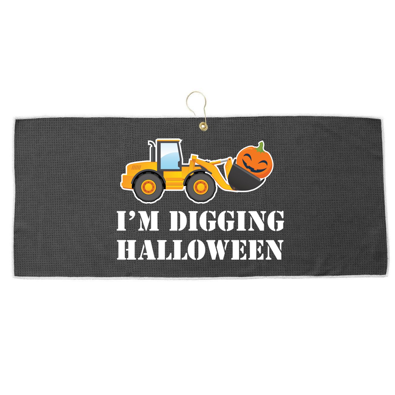 Cute I'm Digging Halloween Tractor Large Microfiber Waffle Golf Towel