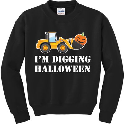 Cute I'm Digging Halloween Tractor Kids Sweatshirt