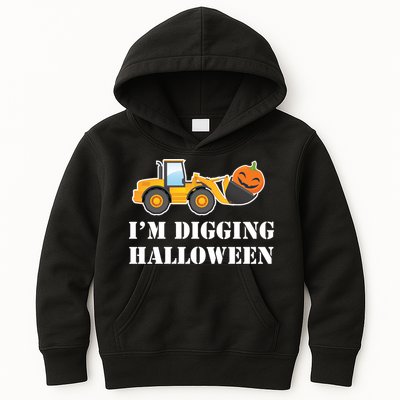 Cute I'm Digging Halloween Tractor Kids Hoodie