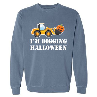 Cute I'm Digging Halloween Tractor Garment-Dyed Sweatshirt