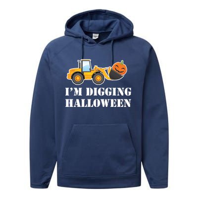 Cute I'm Digging Halloween Tractor Performance Fleece Hoodie