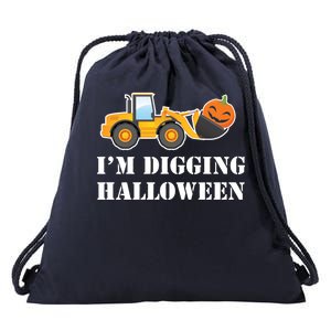 Cute I'm Digging Halloween Tractor Drawstring Bag