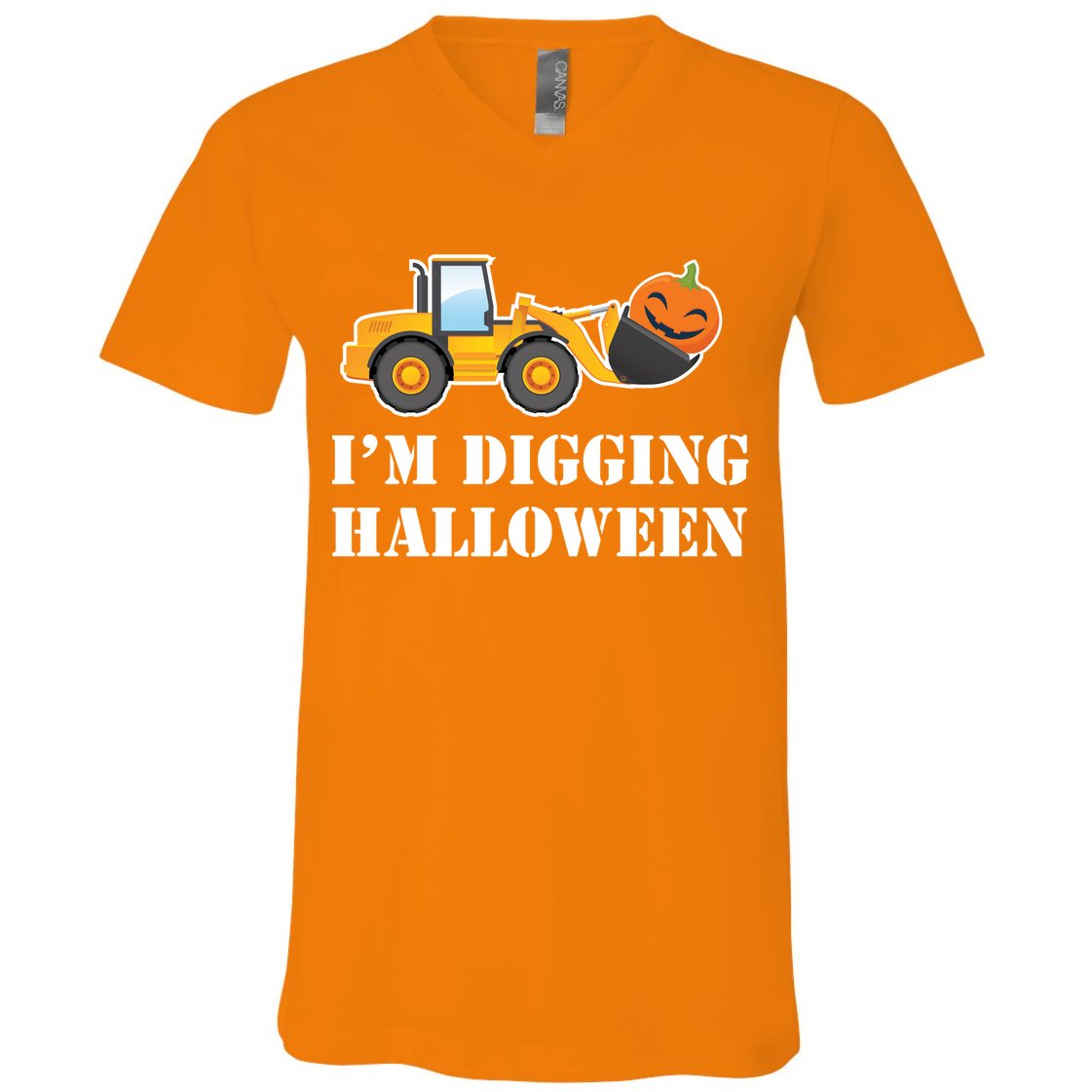 Cute I'm Digging Halloween Tractor V-Neck T-Shirt