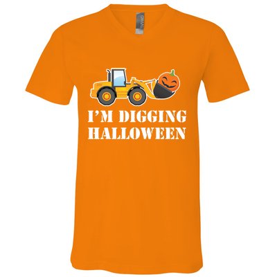 Cute I'm Digging Halloween Tractor V-Neck T-Shirt