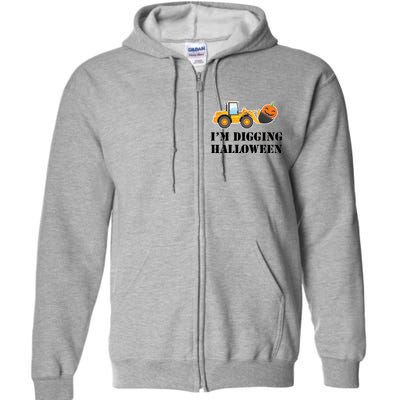 Cute I'm Digging Halloween Tractor Full Zip Hoodie