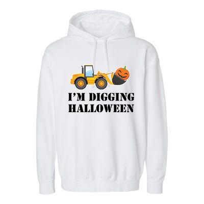 Cute I'm Digging Halloween Tractor Garment-Dyed Fleece Hoodie