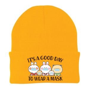 Cute It's A Good Day To Wear A Mask Knit Cap Winter Beanie