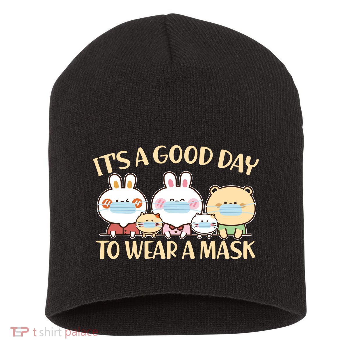 Cute It's A Good Day To Wear A Mask Short Acrylic Beanie