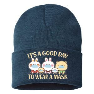 Cute It's A Good Day To Wear A Mask Sustainable Knit Beanie