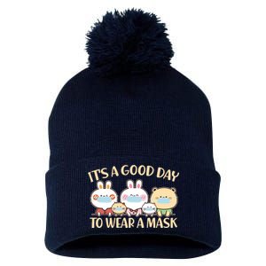 Cute It's A Good Day To Wear A Mask Pom Pom 12in Knit Beanie