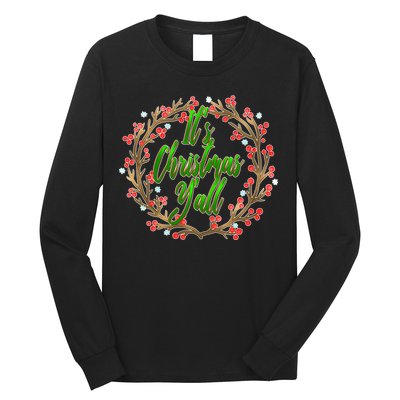Cute It's Christmas Y'all Colorful Leaf Long Sleeve Shirt