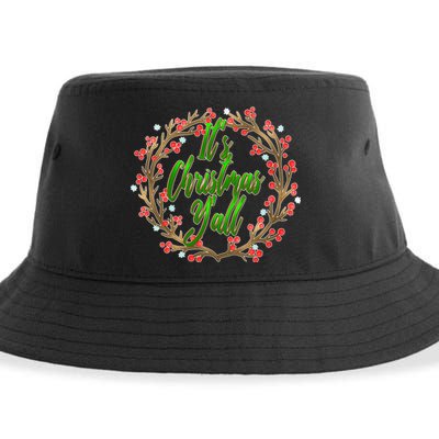 Cute It's Christmas Y'all Colorful Leaf Sustainable Bucket Hat