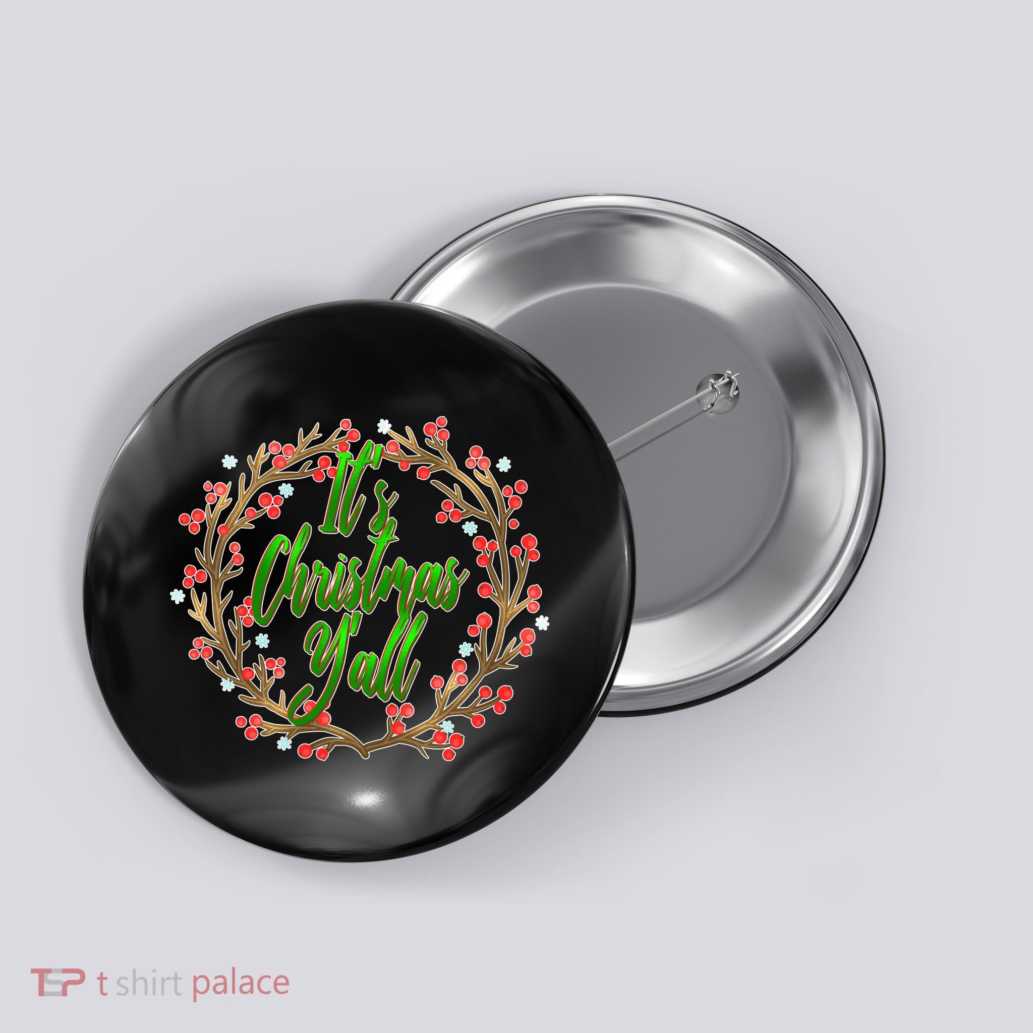 Cute It's Christmas Y'all Colorful Leaf Button