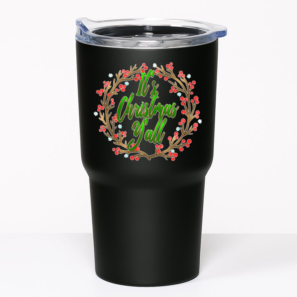 Cute It's Christmas Y'all Colorful Leaf Tumbler