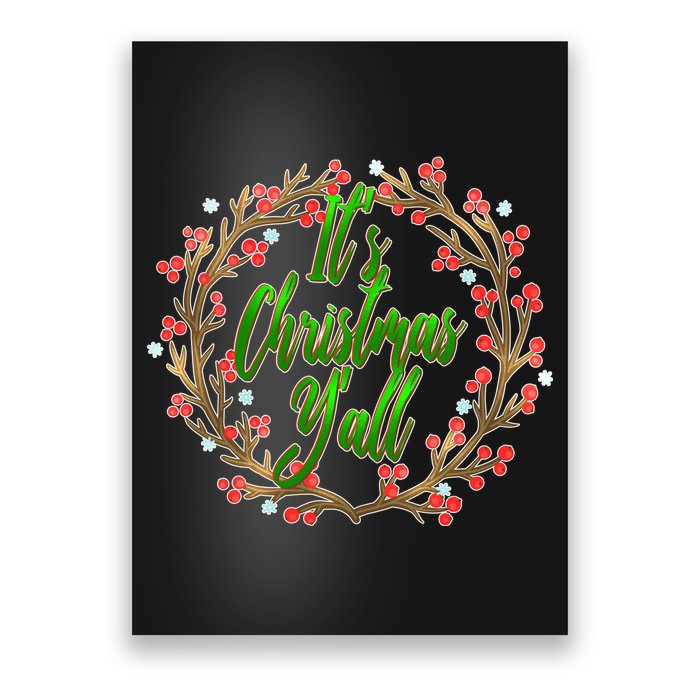 Cute It's Christmas Y'all Colorful Leaf Poster