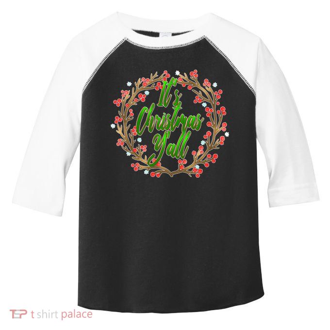 Cute It's Christmas Y'all Colorful Leaf Toddler Fine Jersey T-Shirt