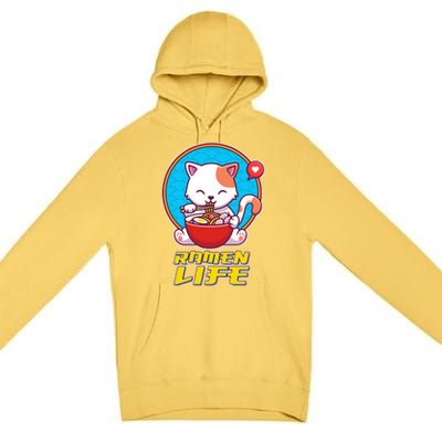 Cute Japanese Ramen Life Kitty Premium Pullover Hoodie