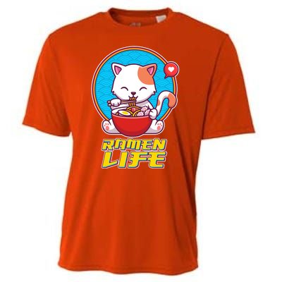 Cute Japanese Ramen Life Kitty Cooling Performance Crew T-Shirt