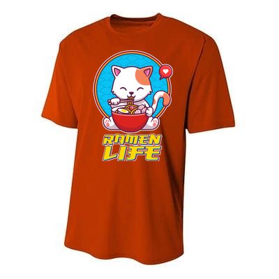 Cute Japanese Ramen Life Kitty Performance Sprint T-Shirt