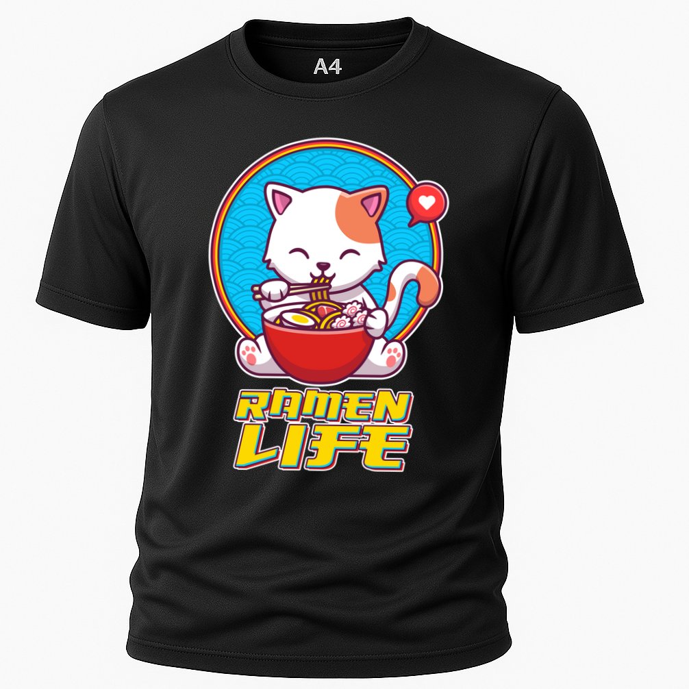 Cute Japanese Ramen Life Kitty Cooling Performance Crew T-Shirt