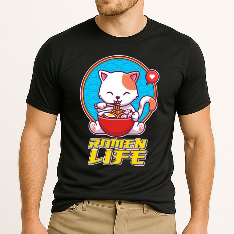 Cute Japanese Ramen Life Kitty Cooling Performance Crew T-Shirt