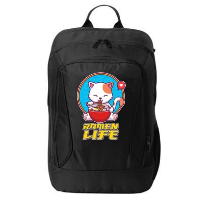 Cute Japanese Ramen Life Kitty City Backpack