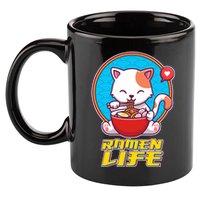 Cute Japanese Ramen Life Kitty 11oz C Handle Ceramic Mug