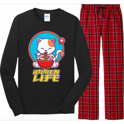 Cute Japanese Ramen Life Kitty Long Sleeve Pajama Set