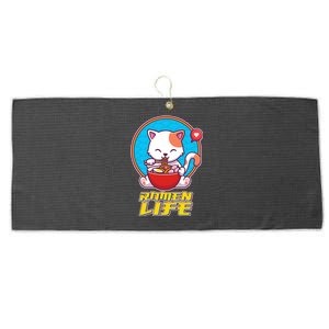 Cute Japanese Ramen Life Kitty Large Microfiber Waffle Golf Towel