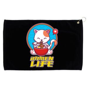 Cute Japanese Ramen Life Kitty Grommeted Golf Towel