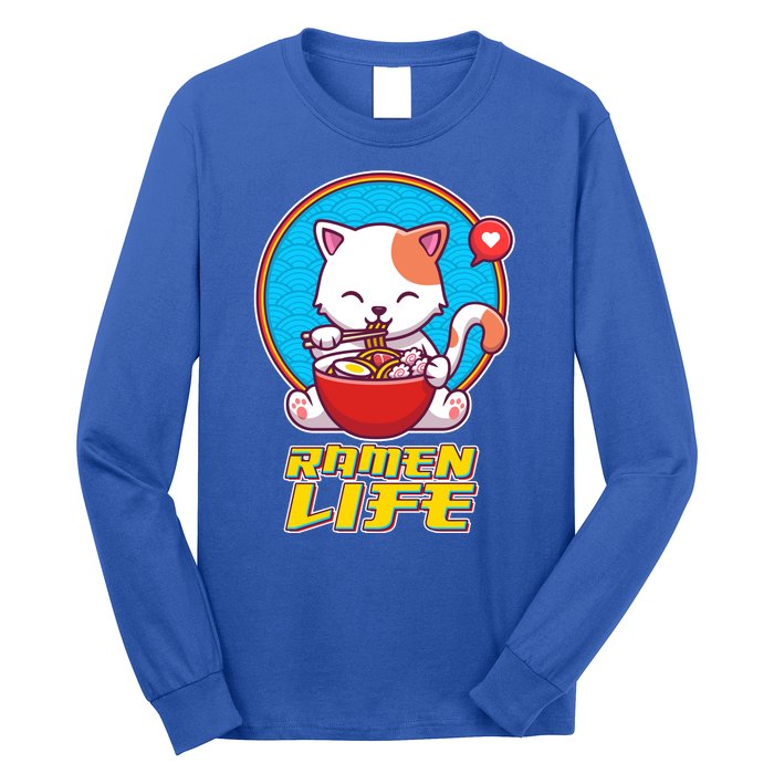 Cute Japanese Ramen Life Kitty Long Sleeve Shirt