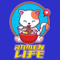 Cute Japanese Ramen Life Kitty Button