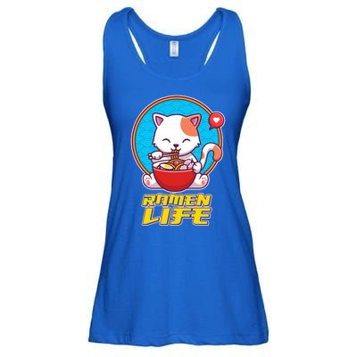 Cute Japanese Ramen Life Kitty Ladies Essential Flowy Tank