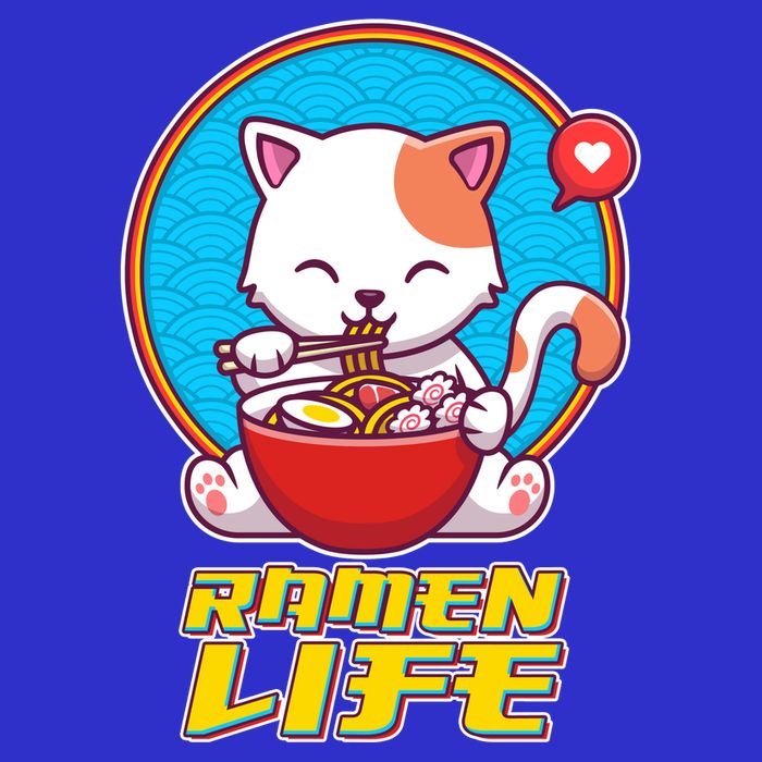 Cute Japanese Ramen Life Kitty 16 in Basic Backpack