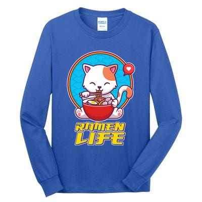 Cute Japanese Ramen Life Kitty Tall Long Sleeve T-Shirt