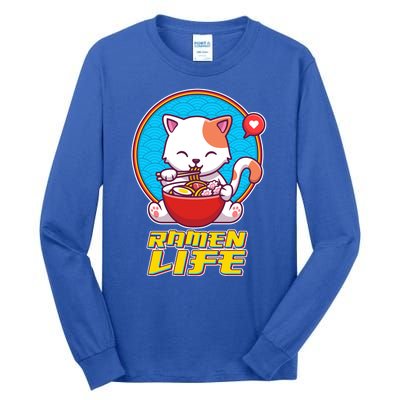 Cute Japanese Ramen Life Kitty Tall Long Sleeve T-Shirt