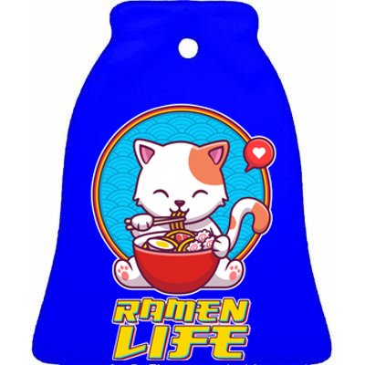 Cute Japanese Ramen Life Kitty Ceramic Bell Ornament