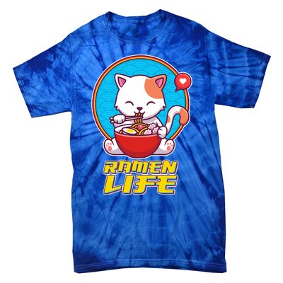 Cute Japanese Ramen Life Kitty Tie-Dye T-Shirt