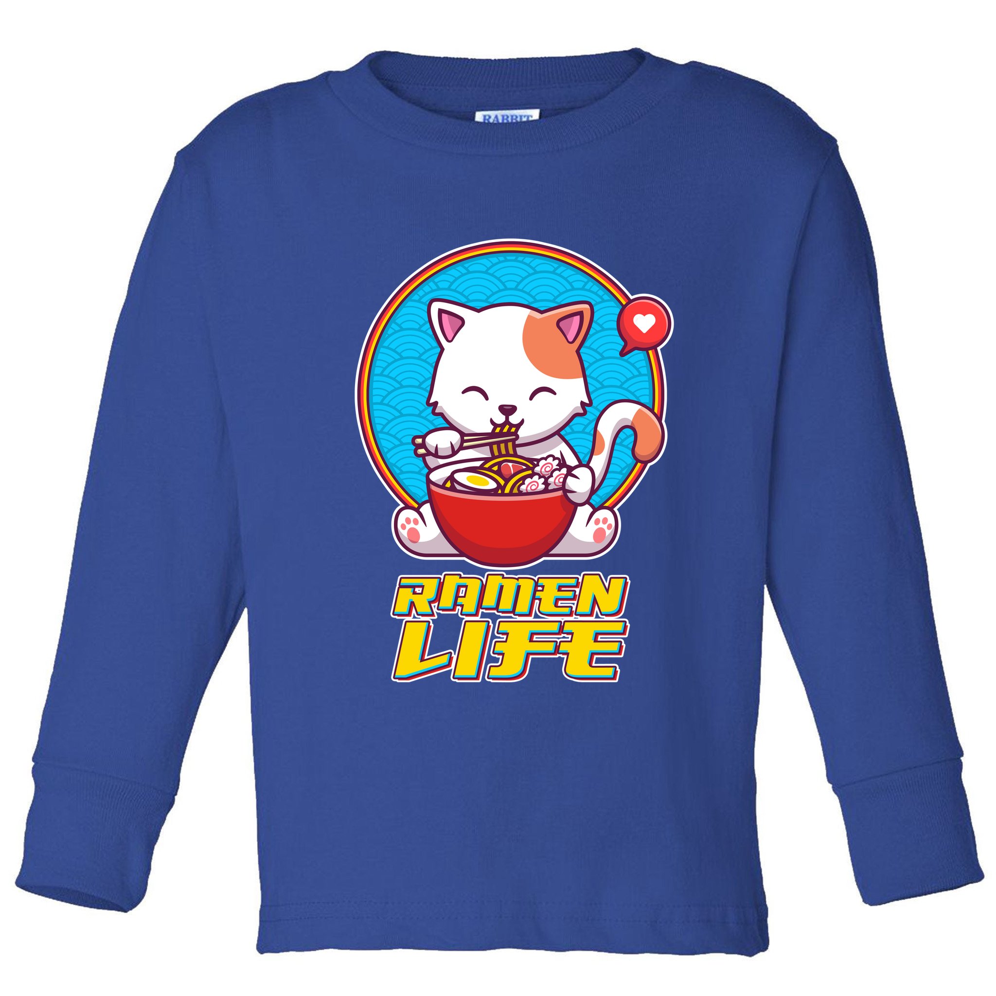 Cute Japanese Ramen Life Kitty Toddler Long Sleeve Shirt