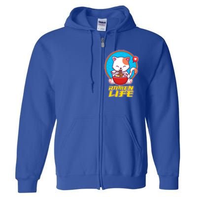 Cute Japanese Ramen Life Kitty Full Zip Hoodie