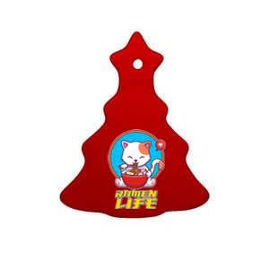 Cute Japanese Ramen Life Kitty Ceramic Tree Ornament