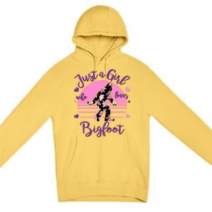 Cute Just a Girl Who Loves Bigfoot Premium Pullover Hoodie