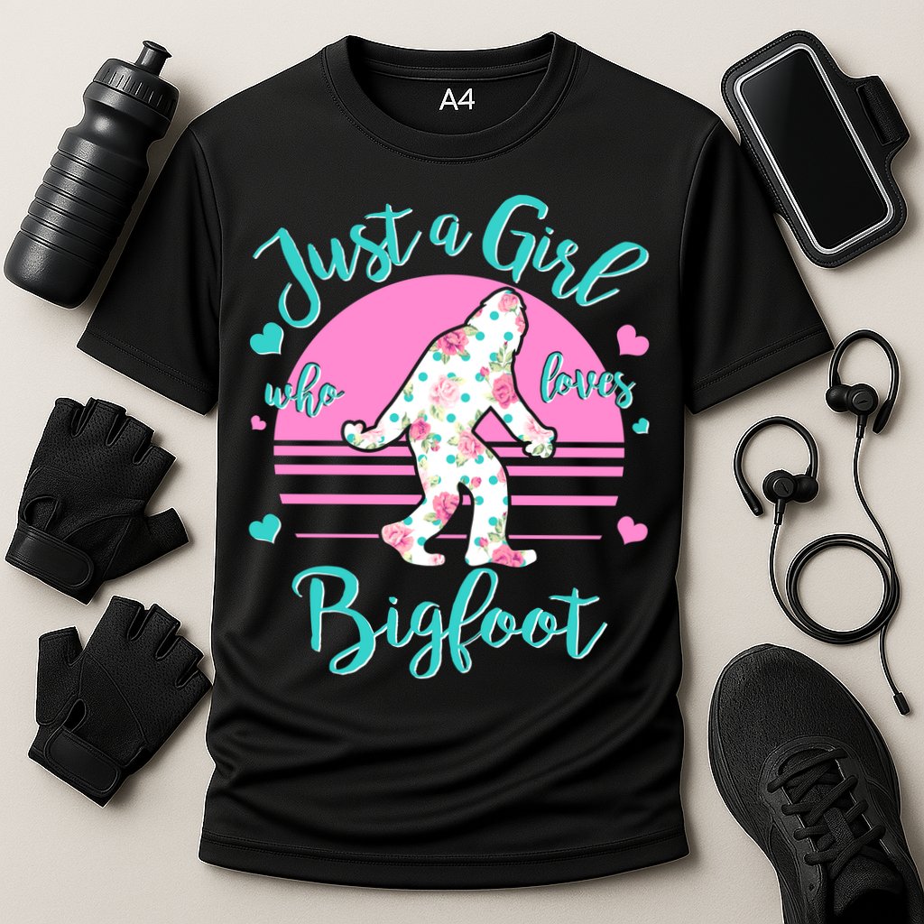 Cute Just a Girl Who Loves Bigfoot Cooling Performance Crew T-Shirt