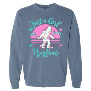 Cute Just a Girl Who Loves Bigfoot Garment-Dyed Sweatshirt