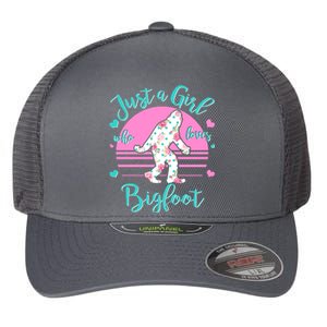 Cute Just a Girl Who Loves Bigfoot Flexfit Unipanel Trucker Cap